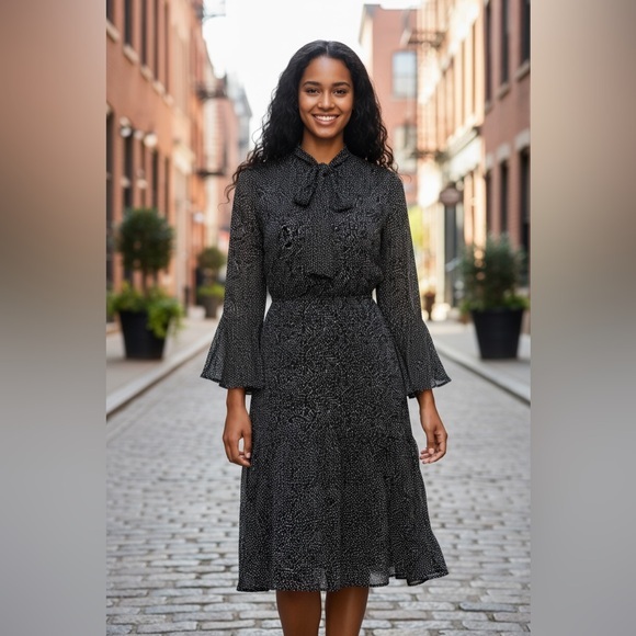 Donna Karan Black Label Black and White Long Sleeve Dress Size 00